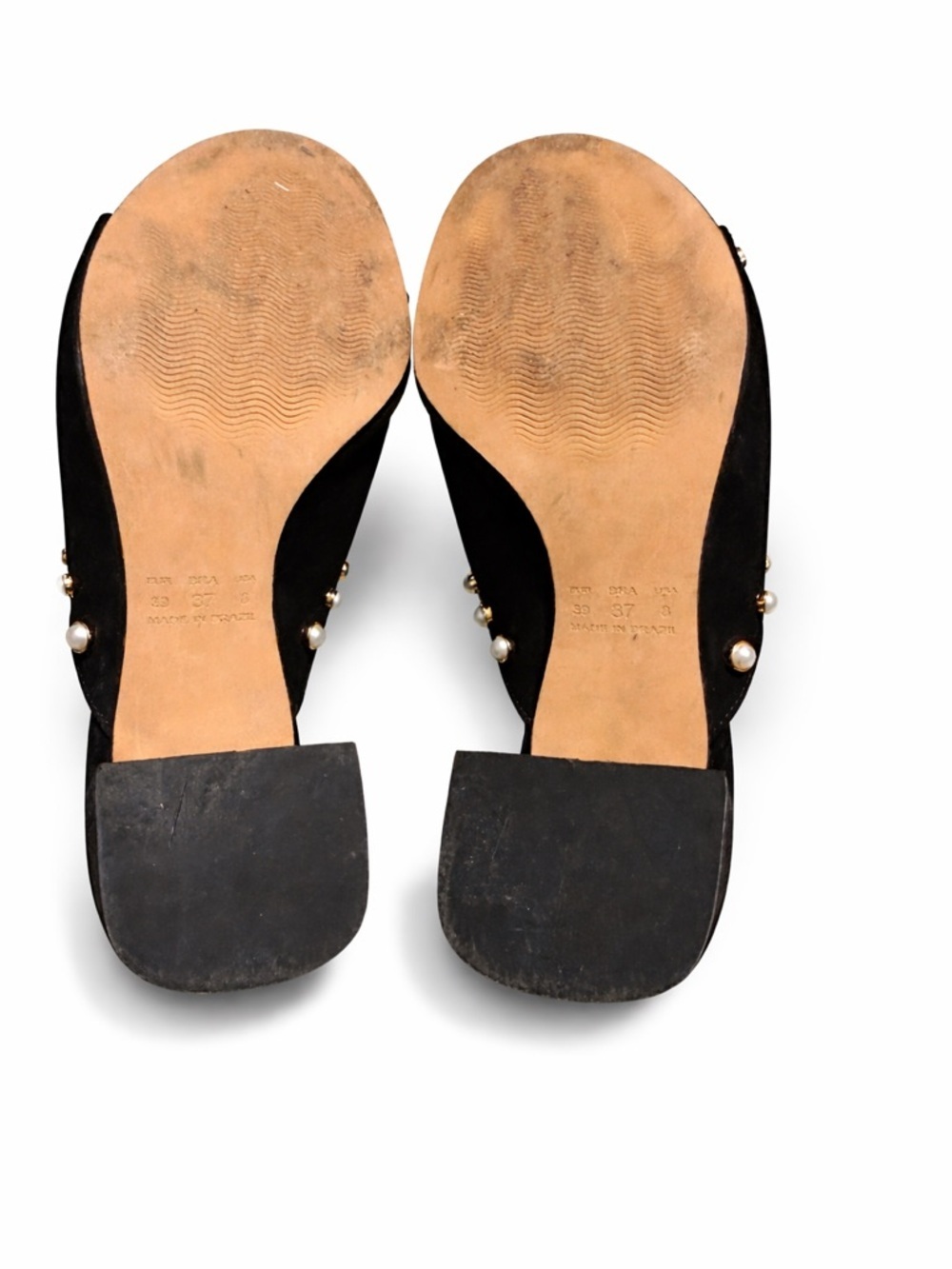 Black Pearl-Stud Slide Sandals - Picture 2 of 3